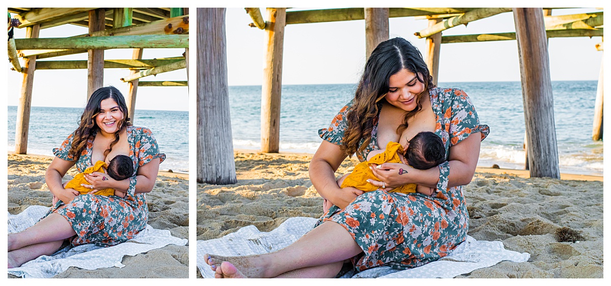 Breastfeeding, nursing, baby, newborn, virginia, photographer, family portraits, beach,