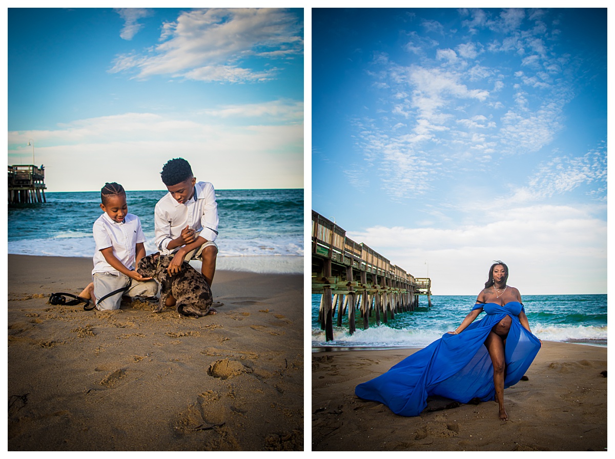 Virginia, Virginia Beach, Maternity, Family, Blue, Beach Portraits, Photographer, Wild Weather, Sandbridge Virginia Beach,